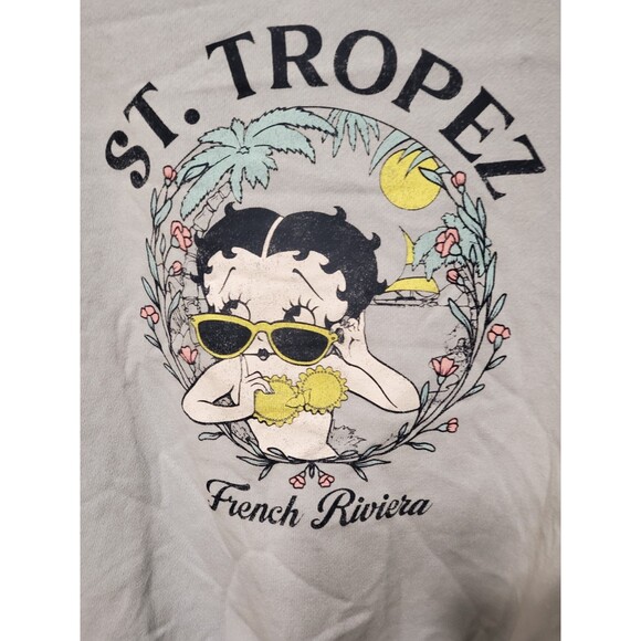 Betty Boop St. Tropez French Riviera Blue Crewneck Sweatshirt Size XS - NWT - Picture 2 of 7